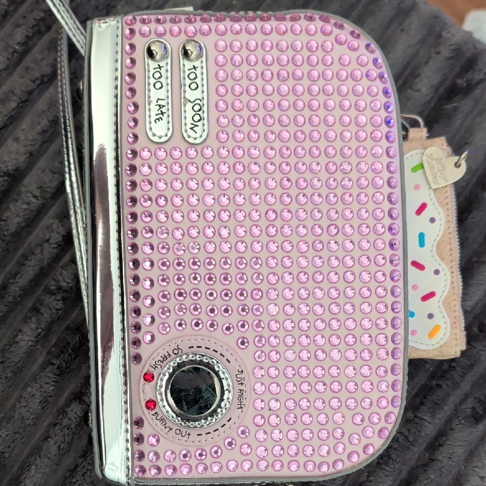 Betsey Johnson Pink Lets Get Toasted Crossbody Bag With Attached Pastry Purse